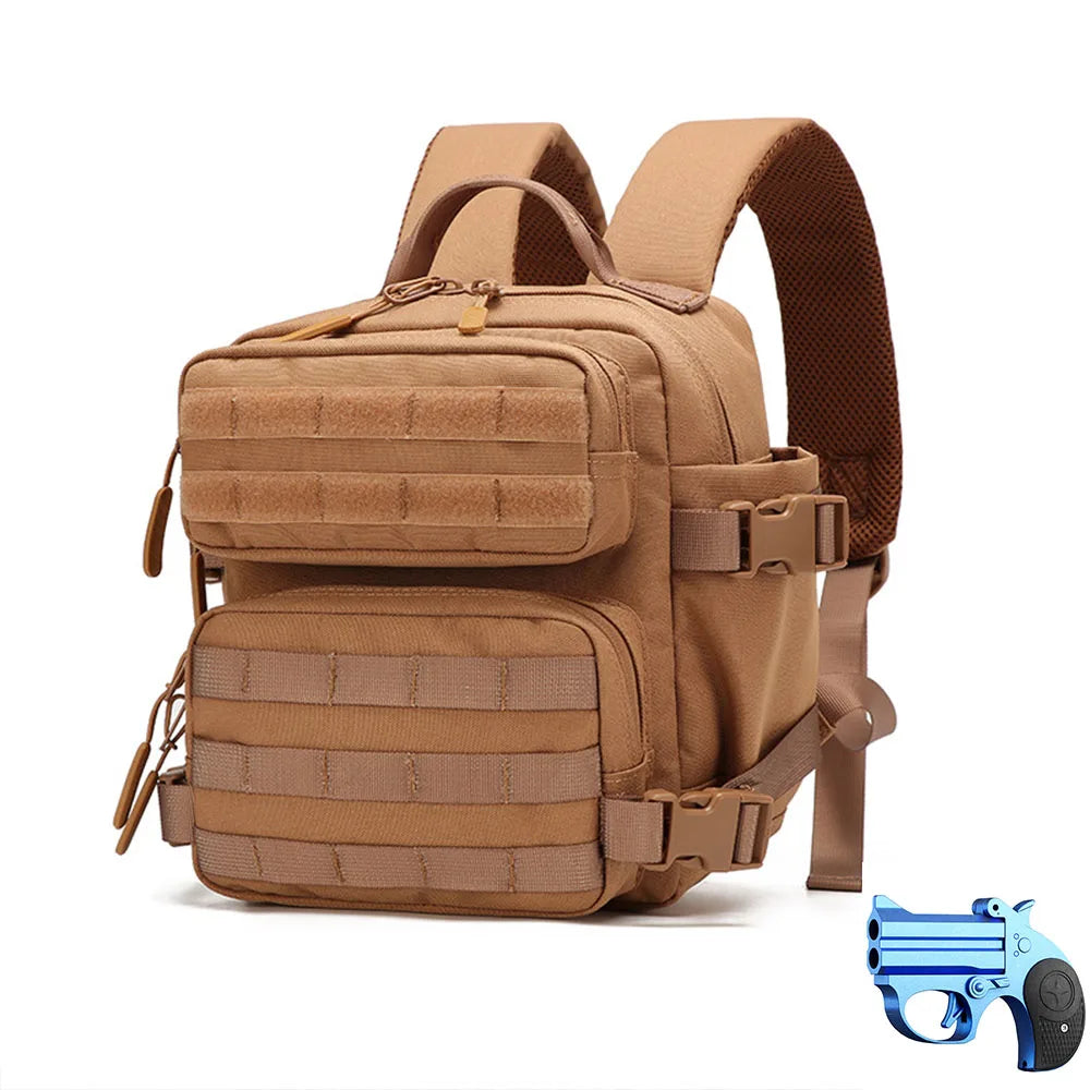 Mini sac à dos tactique 9L avec jouet de tir, porte-clés, sac à dos de Camping, de gymnastique, d'extérieur pour hommes et femmes, cartable quotidien pour cyclisme et randonnée