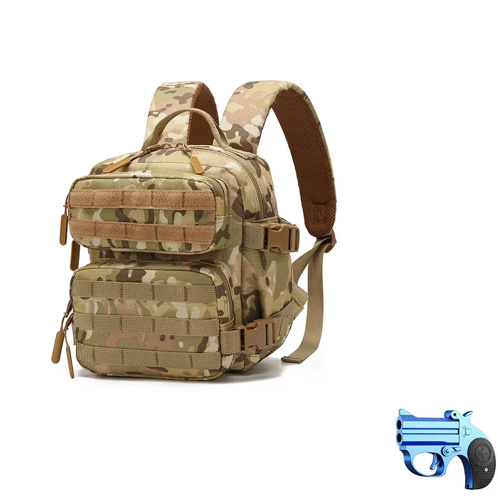 Mini sac à dos tactique 9L avec jouet de tir, porte-clés, sac à dos de Camping, de gymnastique, d'extérieur pour hommes et femmes, cartable quotidien pour cyclisme et randonnée