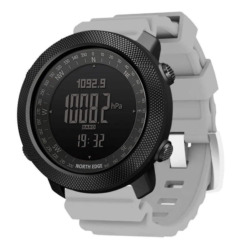 Montre digitale de sport masculin NORTH EDGE — Heures de course, Natation, Militaire, Altimètre, Boussole, Étanche 50m