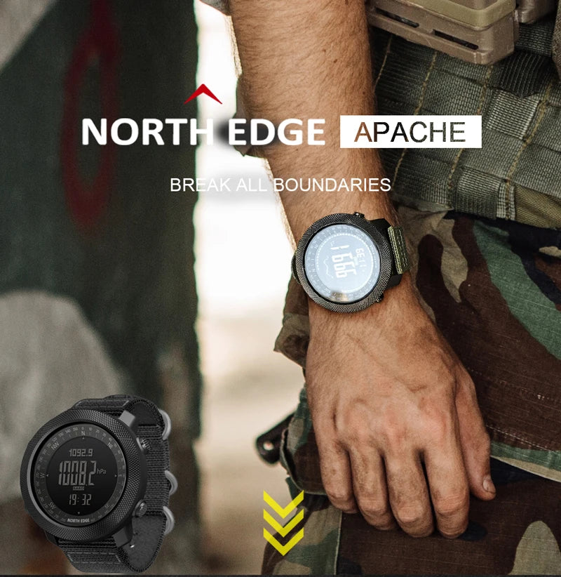 Montre Sport NORTH EDGE — Altimètre, Boussole, Étanche 50m, Multi-Sports