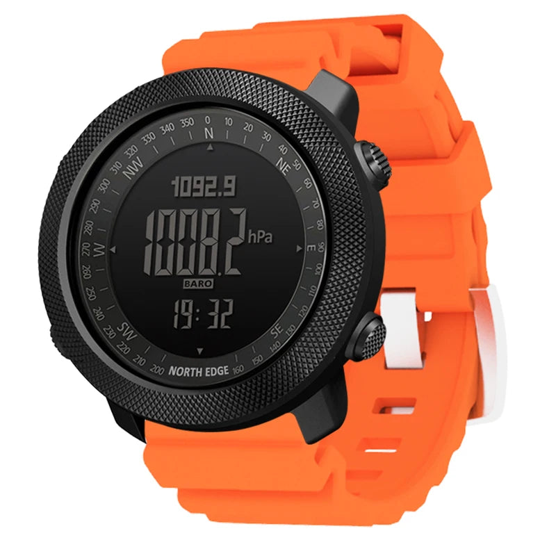 Montre digitale de sport masculin NORTH EDGE — Heures de course, Natation, Militaire, Altimètre, Boussole, Étanche 50m
