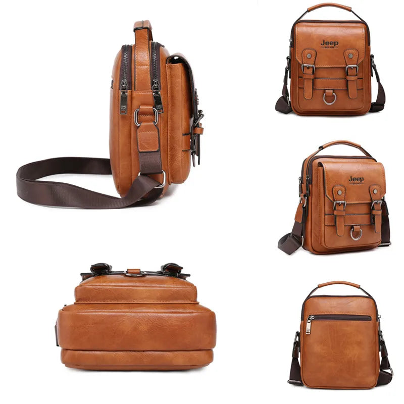 Sac Bandoulière Homme JEEP BULUO — Cuir Synthétique Premium, Business & Voyage, Style Tactique