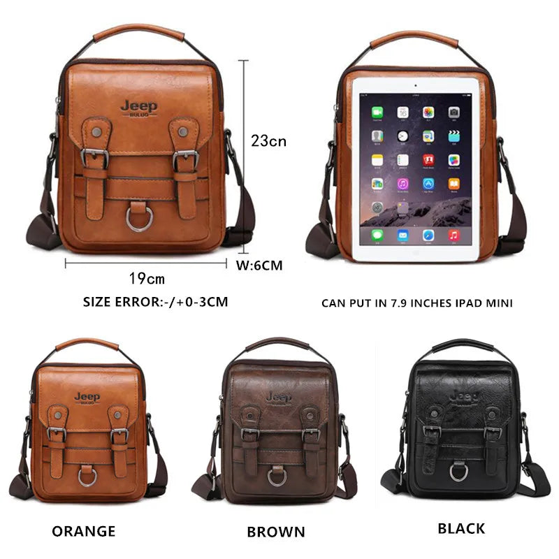 Sac Bandoulière Homme JEEP BULUO — Cuir Synthétique Premium, Business & Voyage, Style Tactique