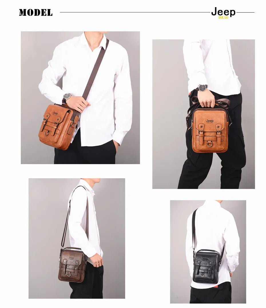 Sac Bandoulière Homme JEEP BULUO — Cuir Synthétique Premium, Business & Voyage, Style Tactique