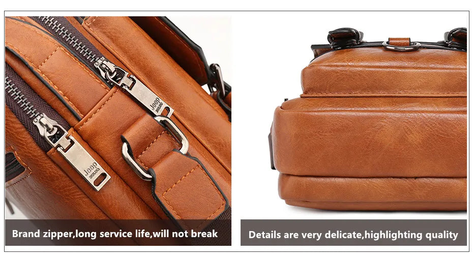 Sac Bandoulière Homme JEEP BULUO — Cuir Synthétique Premium, Business & Voyage, Style Tactique