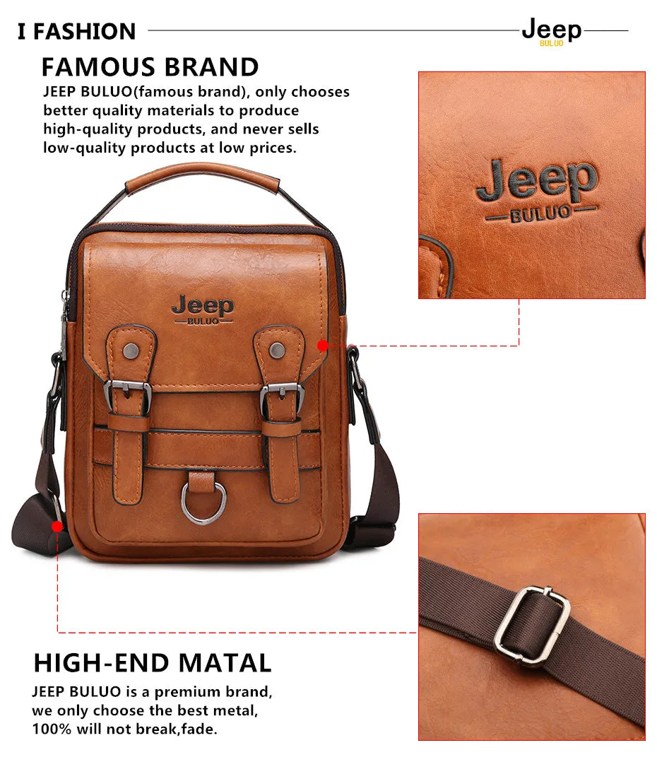 Sac Bandoulière Homme JEEP BULUO — Cuir Synthétique Premium, Business & Voyage, Style Tactique