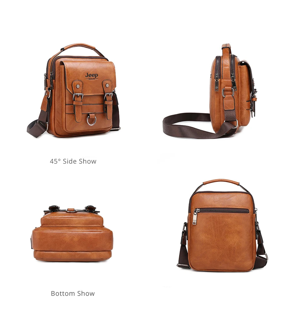 Sac Bandoulière Homme JEEP BULUO — Cuir Synthétique Premium, Business & Voyage, Style Tactique
