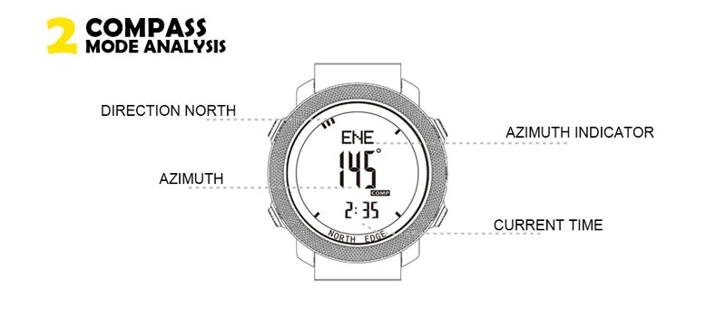Montre Sport NORTH EDGE — Altimètre, Boussole, Étanche 50m, Multi-Sports