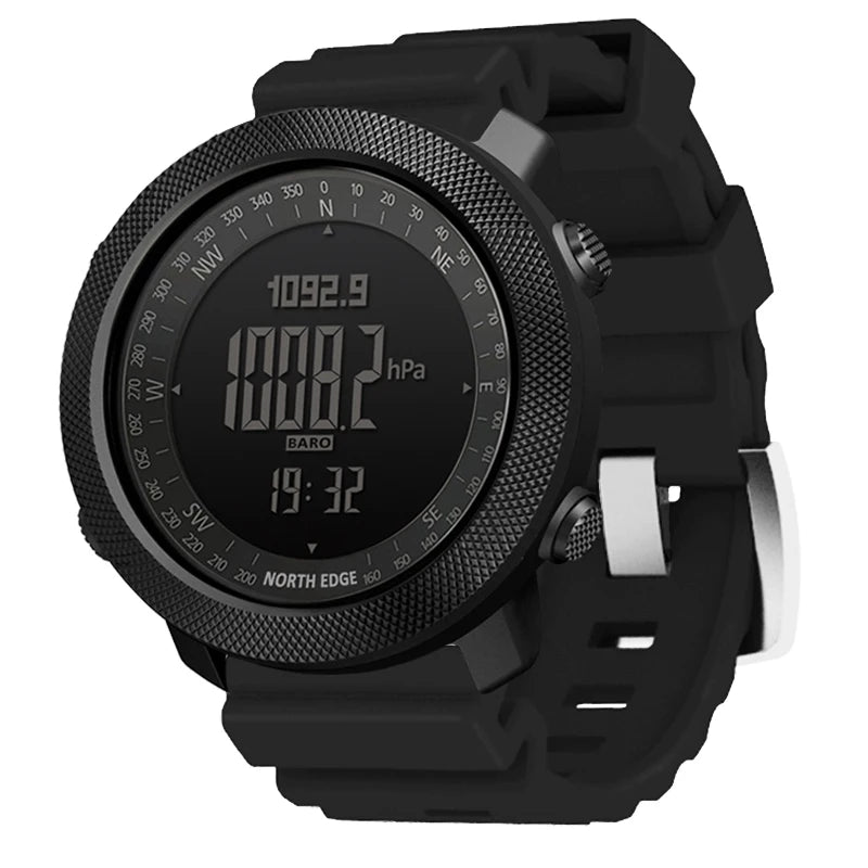 Montre digitale de sport masculin NORTH EDGE — Heures de course, Natation, Militaire, Altimètre, Boussole, Étanche 50m
