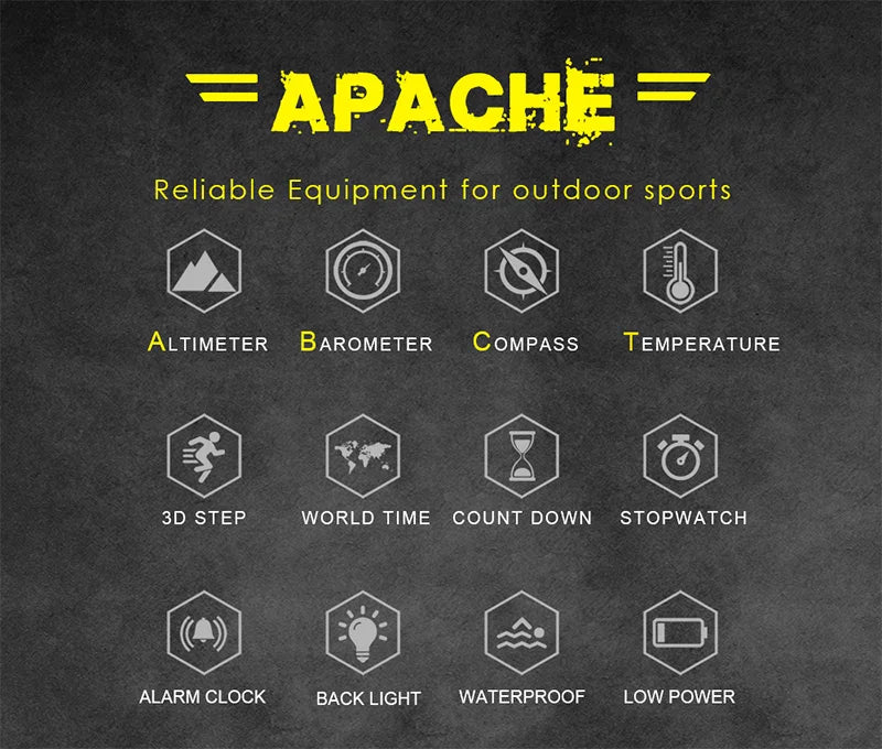 Montre digitale de sport masculin NORTH EDGE — Heures de course, Natation, Militaire, Altimètre, Boussole, Étanche 50m