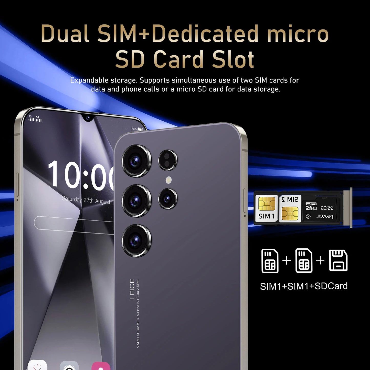 Smartphone S25 Ultra 6,8 Pouces — Écran AMOLED 120Hz, 5G, 16Go RAM, 1To Storage, Double SIM, Charge Rapide 65W