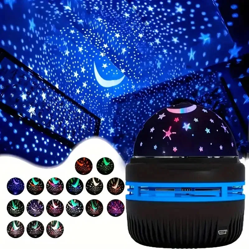 Projecteur LED Ciel Etoilé — Veilleuse Lune et Etoiles RGB, Decor Maison Atmosphere