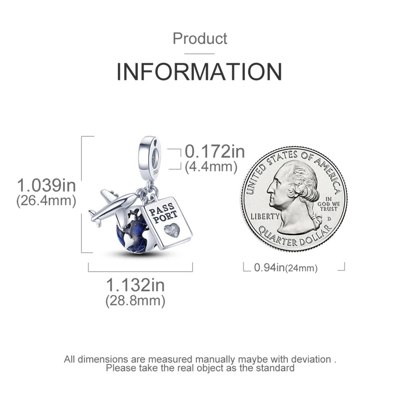Breloques Argent Sterling 925 — Pendentifs Perles Cristal Artisanal pour Bracelet Charme