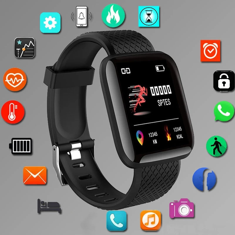 Montre Connectée Homme Femme — Fitness Tracker, Notifications, Étanche IP68, Cadran Tactile
