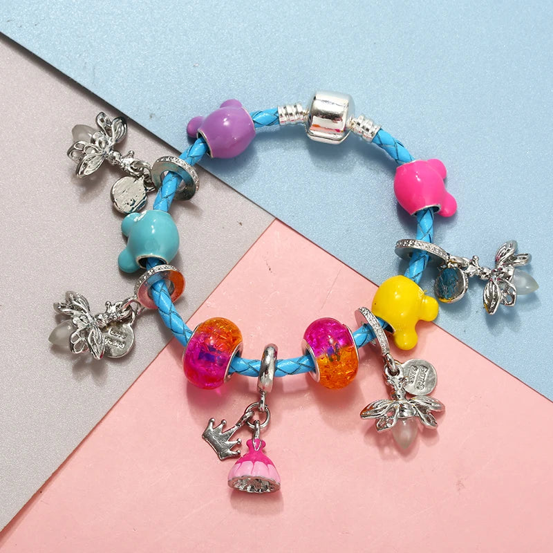 Bracelet Animaux Romantique — Breloques Perles Cristal, Style Unique, Cadeau Parfait