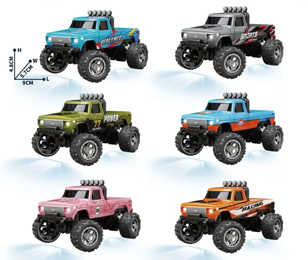 RC Monster Truck Tout-Terrain 1/64 — Mini Voiture d'Escalade Modèle Alliage 2.4G, Télécommande, Véhicule Électrique