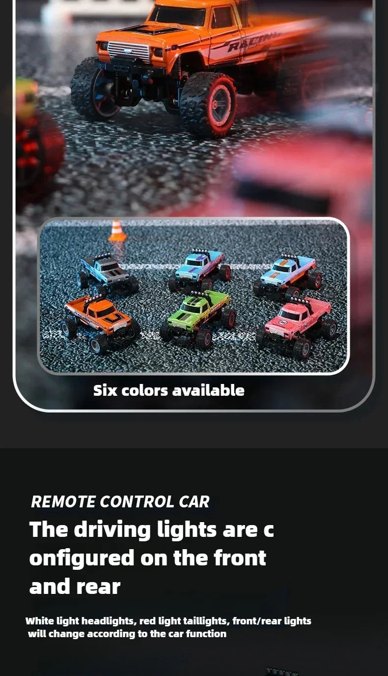 RC Monster Truck Tout-Terrain 1/64 — Mini Voiture d'Escalade Modèle Alliage 2.4G, Télécommande, Véhicule Électrique