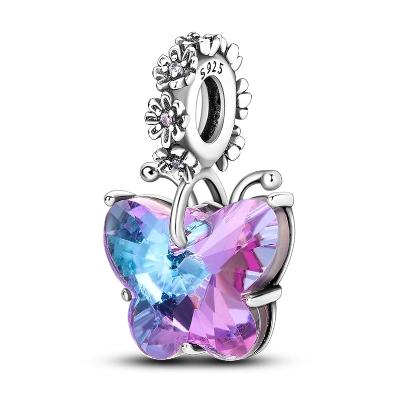 Breloques Argent Sterling 925 — Pendentifs Perles Cristal Artisanal pour Bracelet Charme