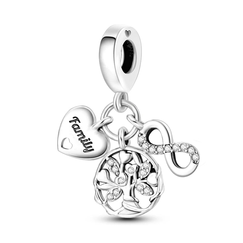 Breloques Argent Sterling 925 — Pendentifs Perles Cristal Artisanal pour Bracelet Charme