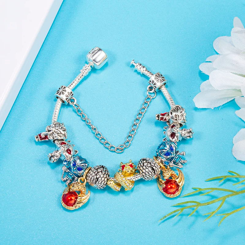 Bracelet Animaux Romantique — Breloques Perles Cristal, Style Unique, Cadeau Parfait