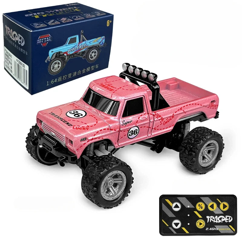 RC Monster Truck Tout-Terrain 1/64 — Mini Voiture d'Escalade Modèle Alliage 2.4G, Télécommande, Véhicule Électrique