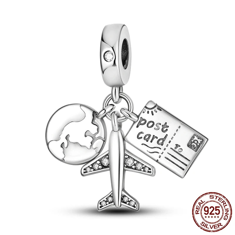 Breloques Argent Sterling 925 — Pendentifs Perles Cristal Artisanal pour Bracelet Charme