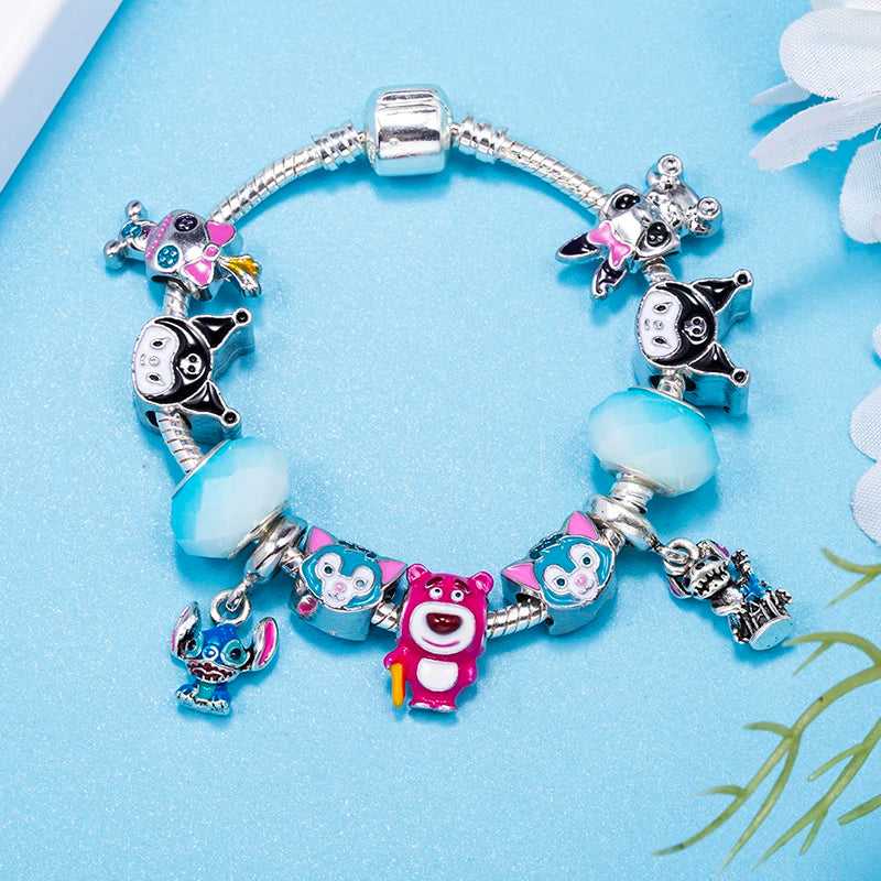 Bracelet Animaux Romantique — Breloques Perles Cristal, Style Unique, Cadeau Parfait
