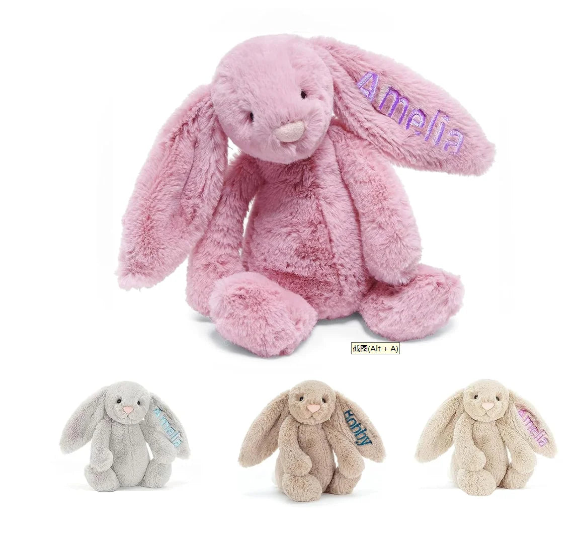 Jouets en peluche personnalisés 40 cm lapin brodé en peluche longue oreille lapin kidsName personnalisé en peluche lapin animaux poupées cadeau d'anniversaire