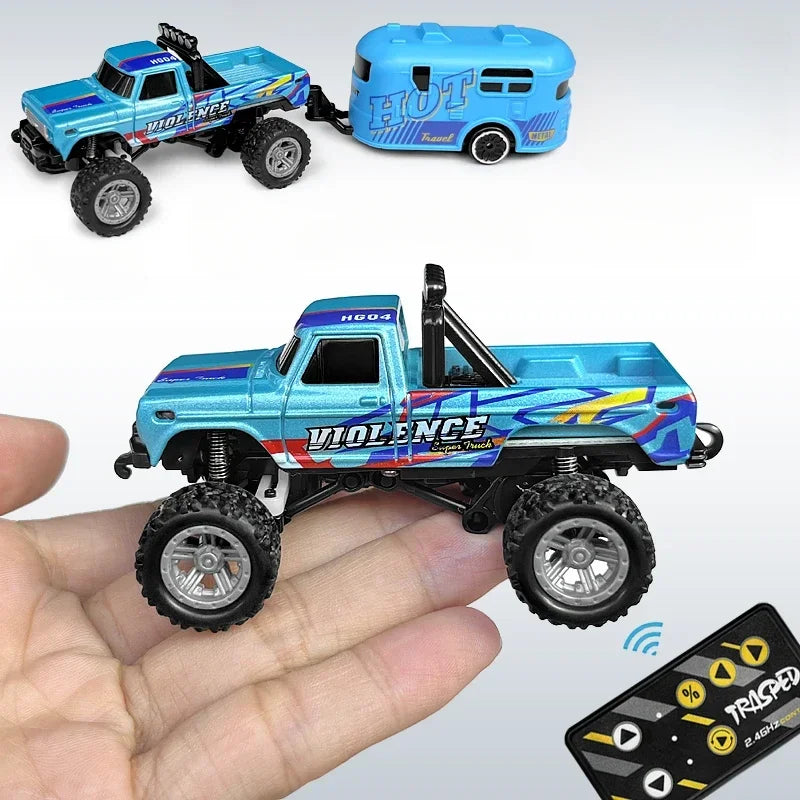RC Monster Truck Tout-Terrain 1/64 — Mini Voiture d'Escalade Modèle Alliage 2.4G, Télécommande, Véhicule Électrique