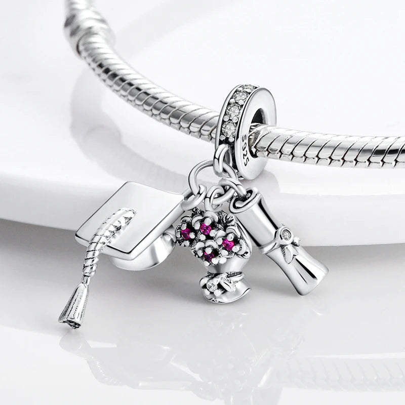 Breloques Argent Sterling 925 — Pendentifs Perles Cristal Artisanal pour Bracelet Charme