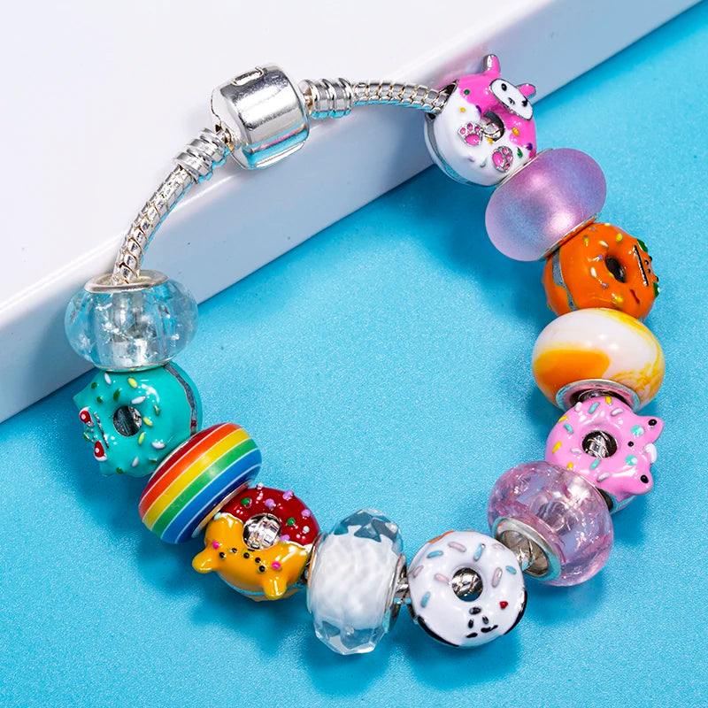Bracelet Animaux Romantique — Breloques Perles Cristal, Style Unique, Cadeau Parfait