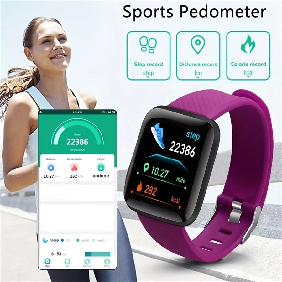 Montre Connectée Homme Femme — Fitness Tracker, Notifications, Étanche IP68, Cadran Tactile