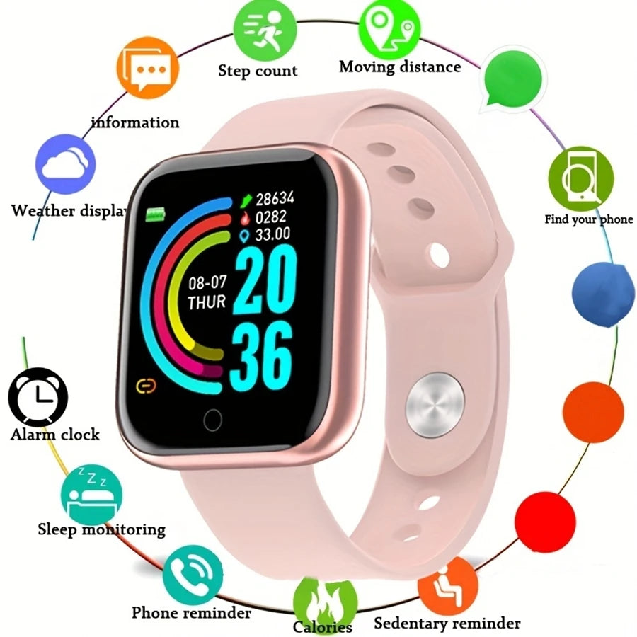 Montre Connectée Homme Femme — Fitness Tracker, Notifications, Étanche IP68, Cadran Tactile