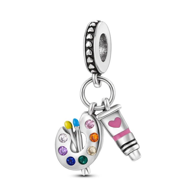Breloques Argent Sterling 925 — Pendentifs Perles Cristal Artisanal pour Bracelet Charme