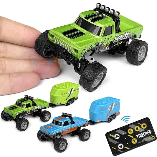 RC Monster Truck Tout-Terrain 1/64 — Mini Voiture d'Escalade Modèle Alliage 2.4G, Télécommande, Véhicule Électrique