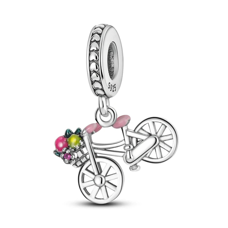 Breloques Argent Sterling 925 — Pendentifs Perles Cristal Artisanal pour Bracelet Charme
