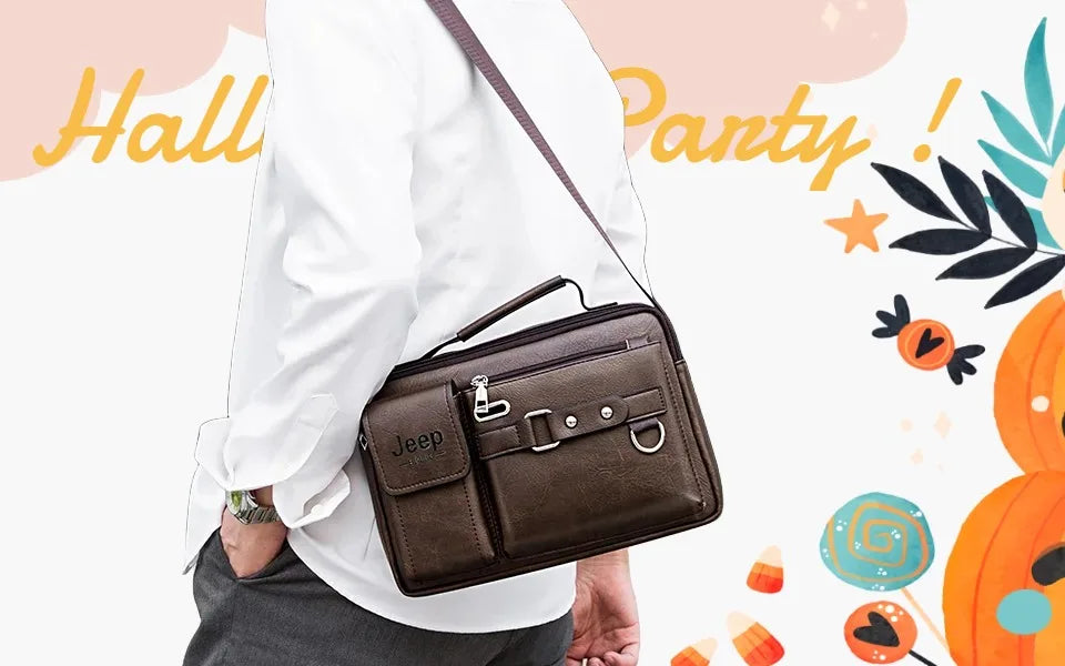 Sac Bandoulière Homme JEEP BULUO — Cuir Synthétique Premium, Business & Voyage, Style Tactique
