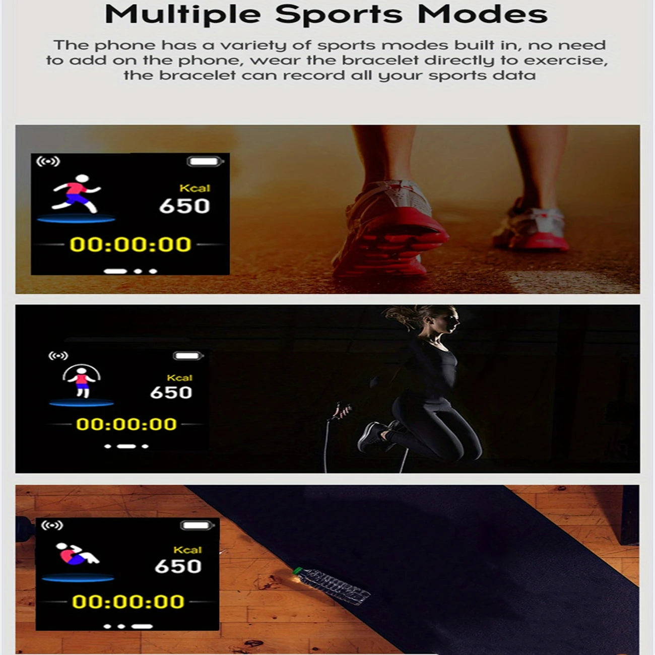 Montre Connectée Homme Femme — Fitness Tracker, Notifications, Étanche IP68, Cadran Tactile