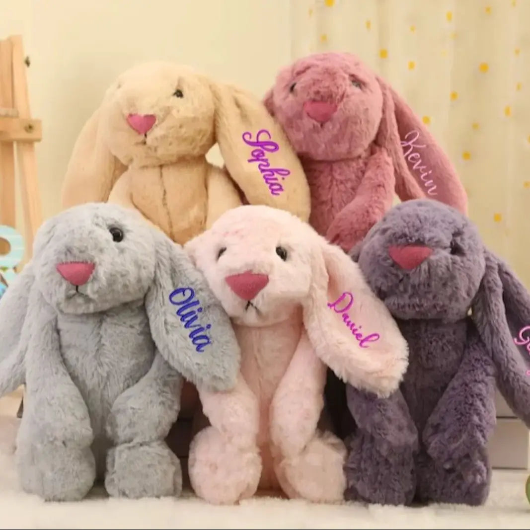 Jouets en peluche personnalisés 40 cm lapin brodé en peluche longue oreille lapin kidsName personnalisé en peluche lapin animaux poupées cadeau d'anniversaire