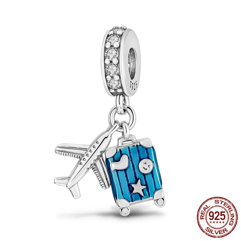 Breloques Argent Sterling 925 — Pendentifs Perles Cristal Artisanal pour Bracelet Charme