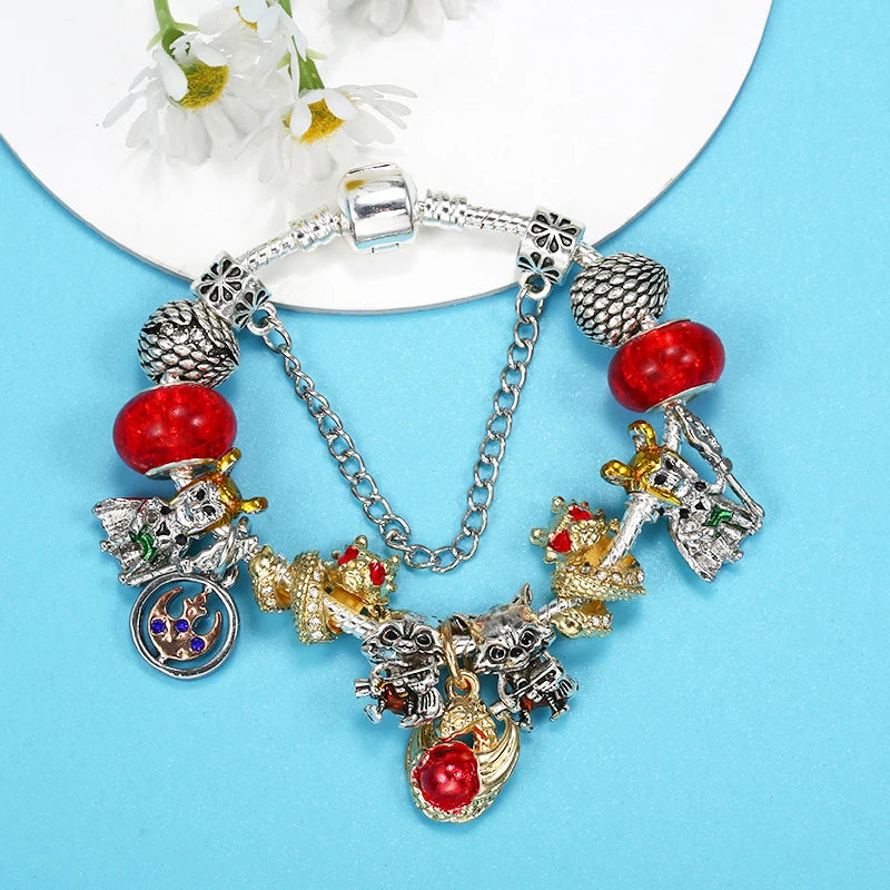 Bracelet Animaux Romantique — Breloques Perles Cristal, Style Unique, Cadeau Parfait
