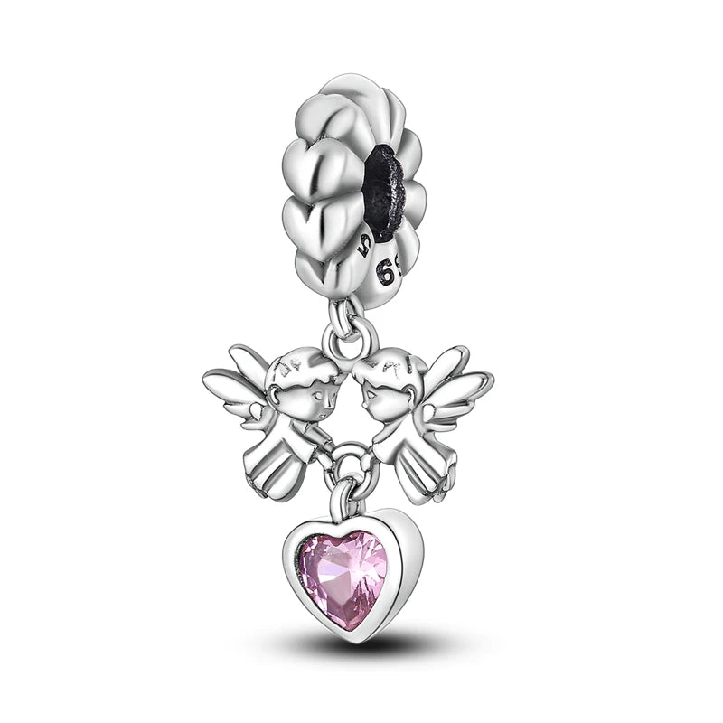 Breloques Argent Sterling 925 — Pendentifs Perles Cristal Artisanal pour Bracelet Charme