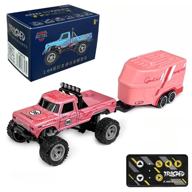 RC Monster Truck Tout-Terrain 1/64 — Mini Voiture d'Escalade Modèle Alliage 2.4G, Télécommande, Véhicule Électrique
