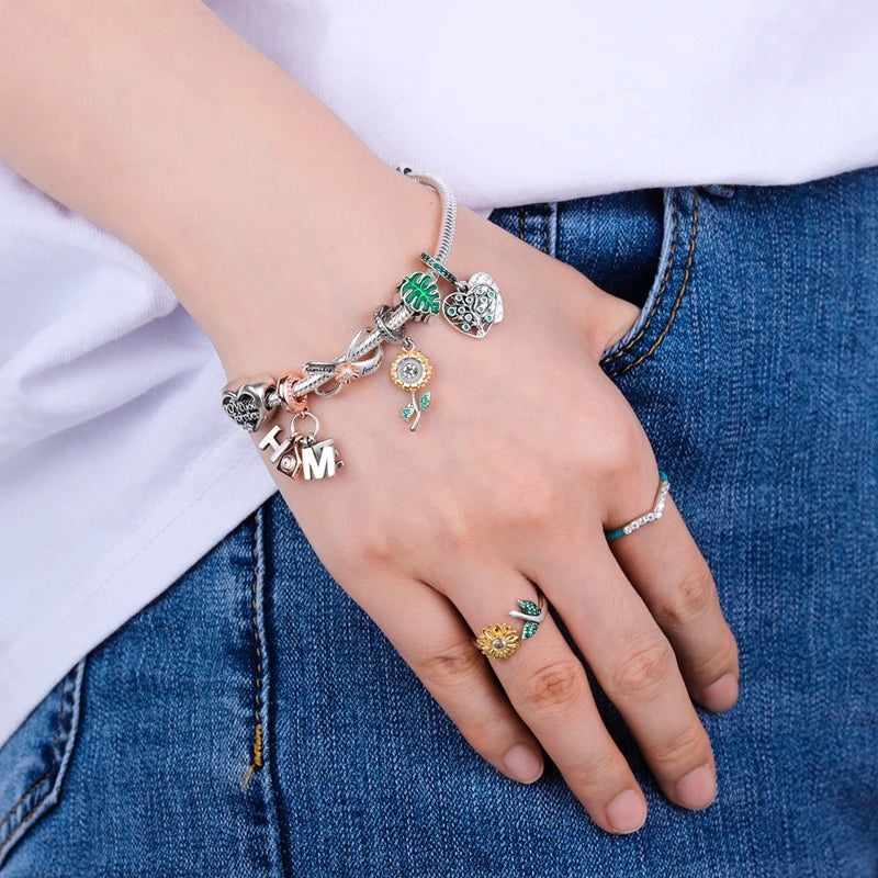 Breloques Argent Sterling 925 — Pendentifs Perles Cristal Artisanal pour Bracelet Charme