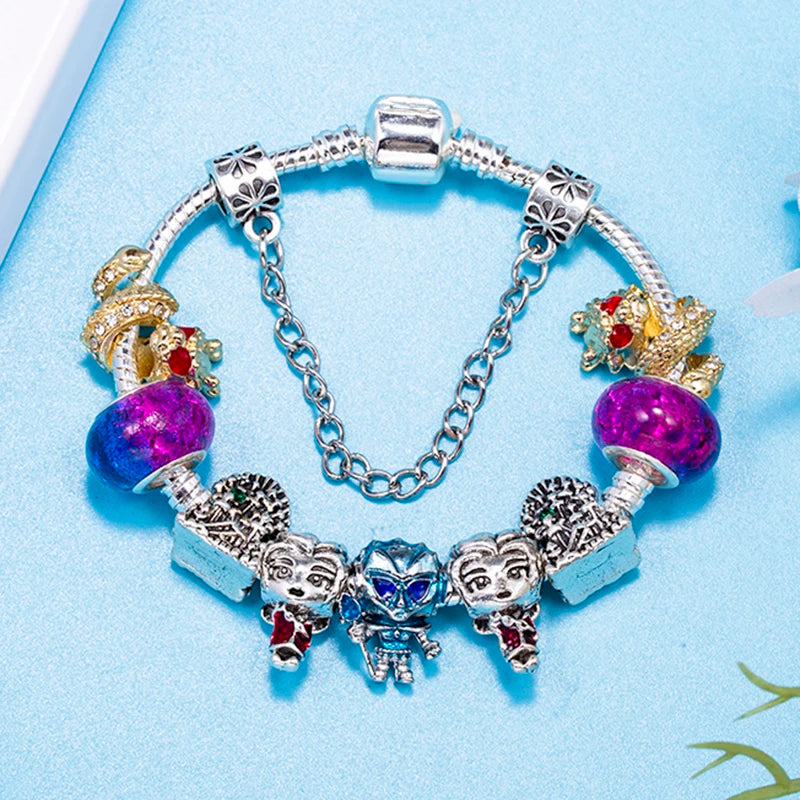 Bracelet Animaux Romantique — Breloques Perles Cristal, Style Unique, Cadeau Parfait