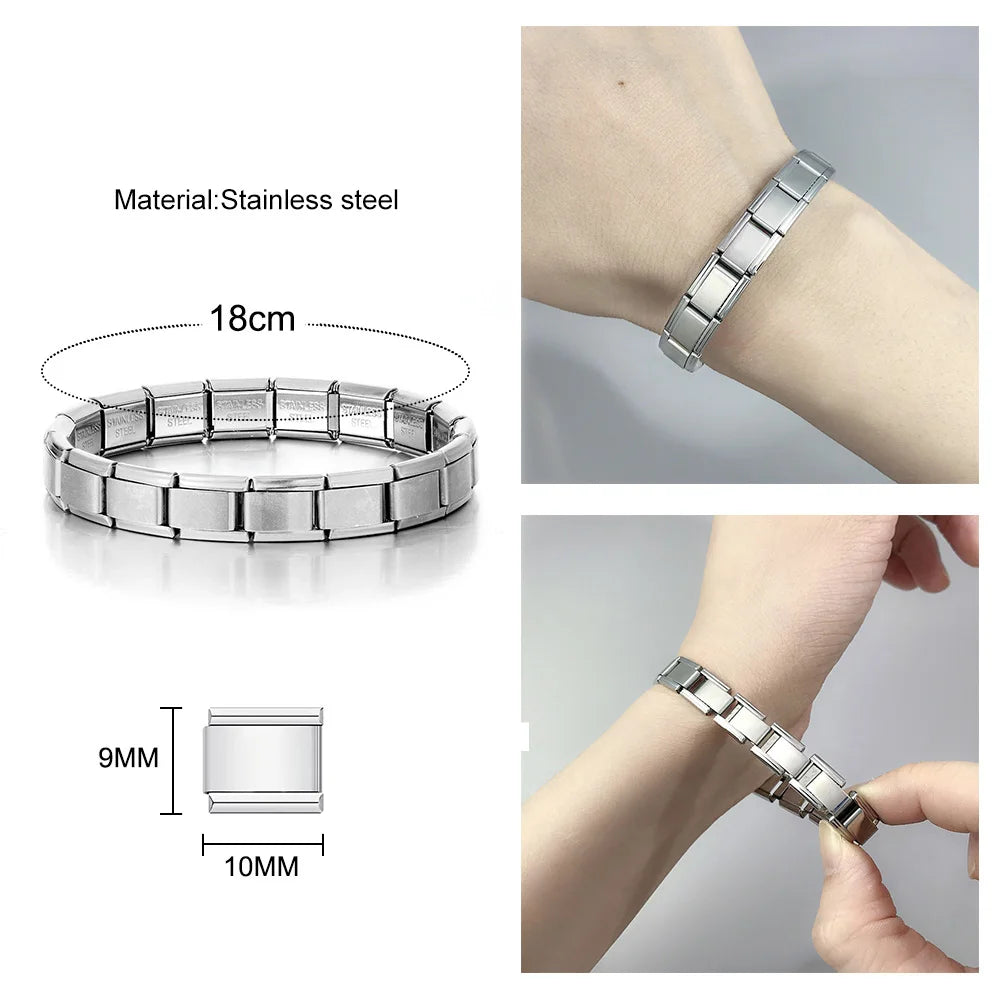 Bracelet Charme Poumons Acier Inox — Style DIY, 9mm, Mode 2025, Personnalisable