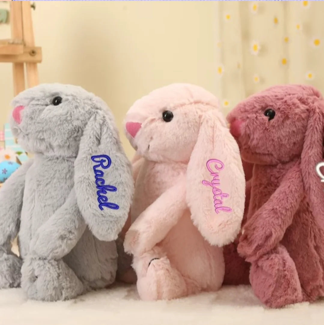 Jouets en peluche personnalisés 40 cm lapin brodé en peluche longue oreille lapin kidsName personnalisé en peluche lapin animaux poupées cadeau d'anniversaire