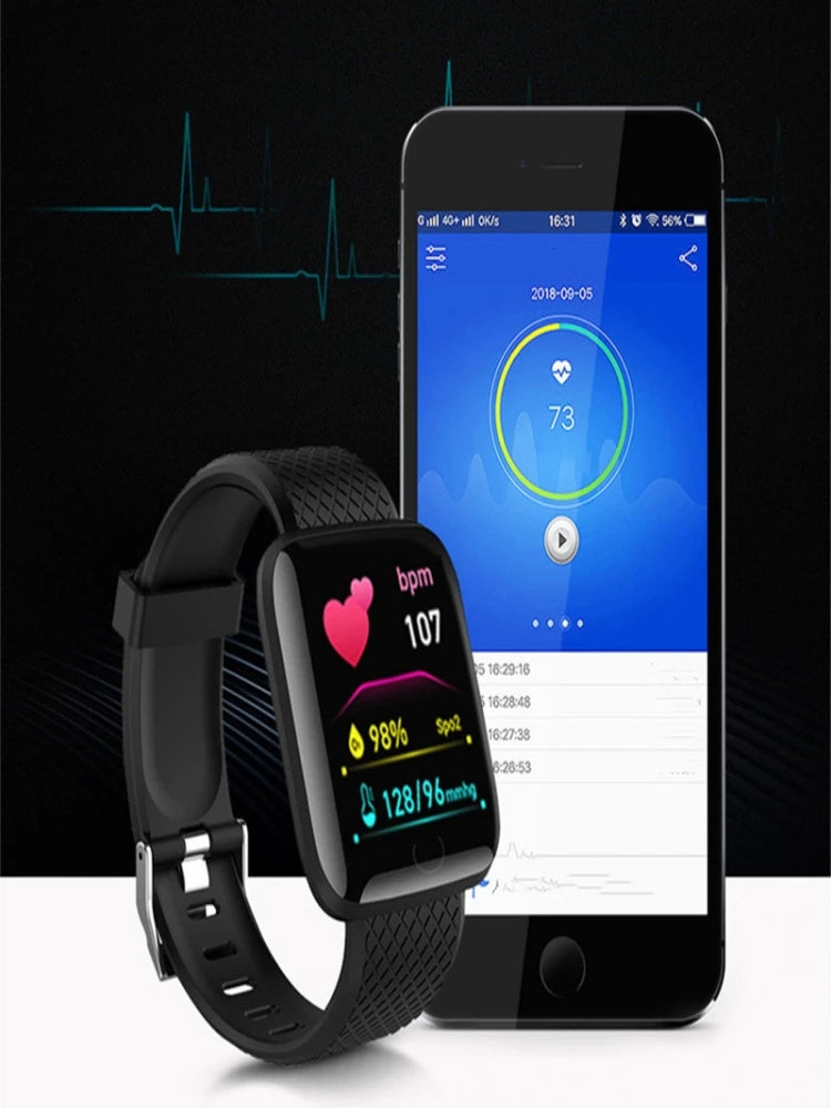 Montre Connectée Homme Femme — Fitness Tracker, Notifications, Étanche IP68, Cadran Tactile