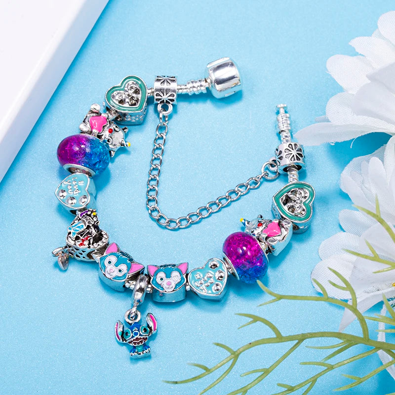 Bracelet Animaux Romantique — Breloques Perles Cristal, Style Unique, Cadeau Parfait