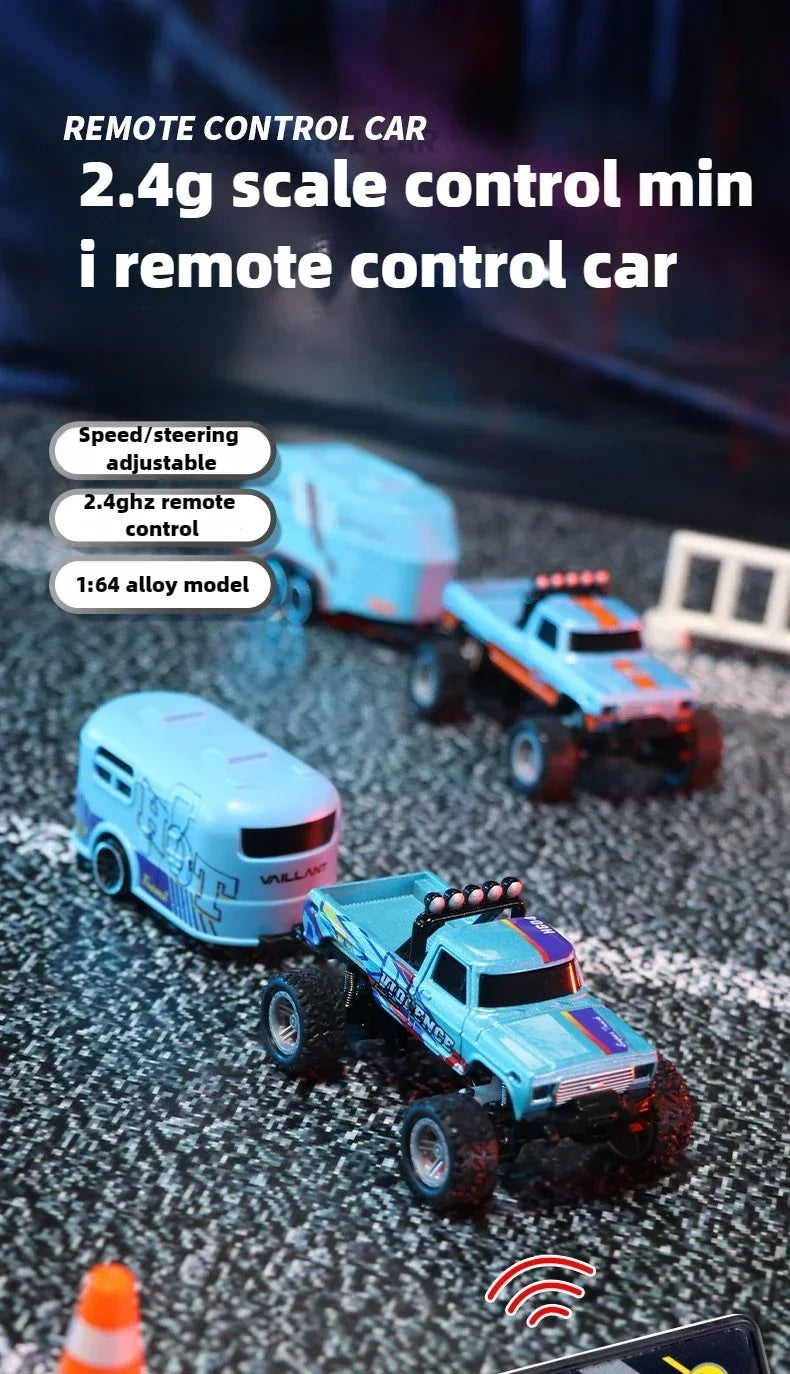 RC Monster Truck Tout-Terrain 1/64 — Mini Voiture d'Escalade Modèle Alliage 2.4G, Télécommande, Véhicule Électrique